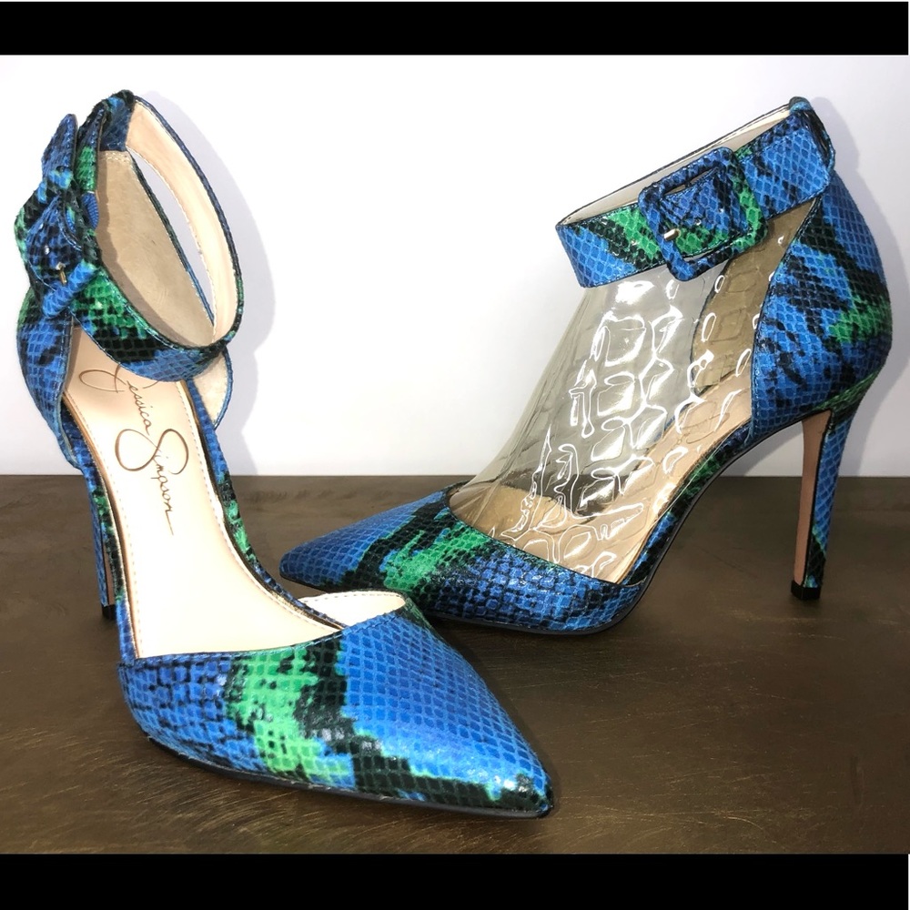JESSICA SIMPSON COMBO BUCKLE HEELS